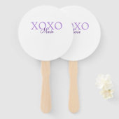 Xoxo valentine's day名前パープルパステルminimaを追加 ハンドファン (正面&裏面)