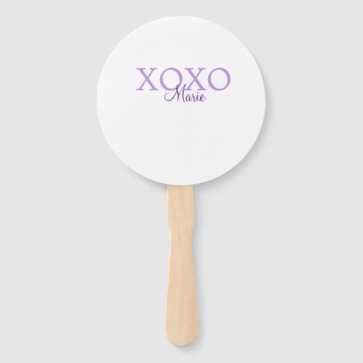 Xoxo valentine's day名前パープルパステルminimaを追加 ハンドファン (正面)