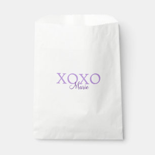 Xoxo valentine's day名前パープルパステルminimaを追加 フェイバーバッグ