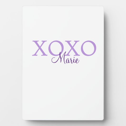 Xoxo valentine's day名前パープルパステルminimaを追加 フォトプラーク (正面)