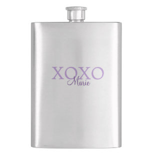 Xoxo valentine's day名前パープルパステルminimaを追加 フラスク