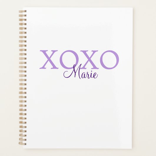 Xoxo valentine's day名前パープルパステルminimaを追加 プランナー手帳 (正面)