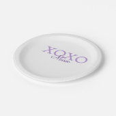 Xoxo valentine's day名前パープルパステルminimaを追加 ペーパープレート (アングル)