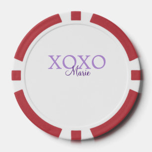 Xoxo valentine's day名前パープルパステルminimaを追加 ポーカーチップ