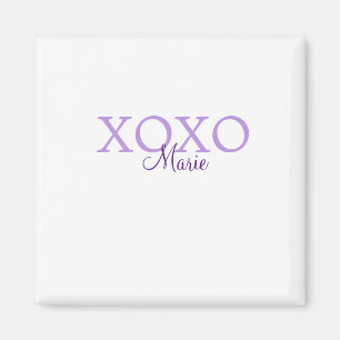 Xoxo valentine's day名前パープルパステルminimaを追加 マグネット