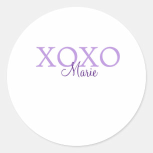 Xoxo valentine's day名前パープルパステルminimaを追加 ラウンドシール
