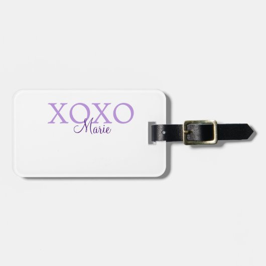 Xoxo valentine's day名前パープルパステルminimaを追加 ラゲッジタグ (正面横)