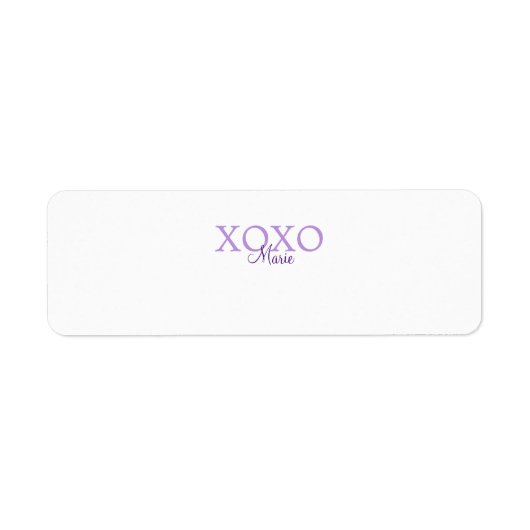 Xoxo valentine's day名前パープルパステルminimaを追加 ラベル (正面)