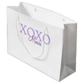 Xoxo valentine's day名前パープルパステルminimaを追加 ラージペーパーバッグ (裏面アングル)