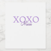 Xoxo valentine's day名前パープルパステルminimaを追加 ワインラベル (シングルラベル)