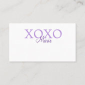 Xoxo valentine's day名前パープルパステルminimaを追加 名刺 (裏面)