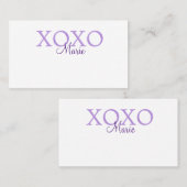 Xoxo valentine's day名前パープルパステルminimaを追加 名刺 (正面/裏面)