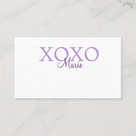Xoxo valentine's day名前パープルパステルminimaを追加 名刺 (正面)