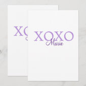 Xoxo valentine's day名前パープルパステルminimaを追加 招待状 (正面/裏面)