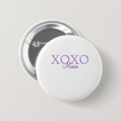 Xoxo valentine's day名前パープルパステルminimaを追加 缶バッジ (正面&裏面)