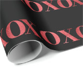 XOXO valentine's day Chic black red glitter ラッピングペーパー (ロールコーナー)