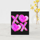 Xoxo Valentines Day Love Funny Coquette Bow Checke カード (黄色い花)
