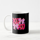 Xoxo Valentines Day Love Funny Coquette Bow Checke コーヒーマグカップ (左)