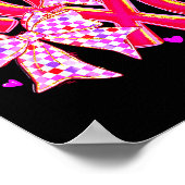 Xoxo Valentines Day Love Funny Coquette Bow Checke ポスター (角)
