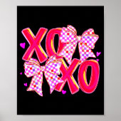 Xoxo Valentines Day Love Funny Coquette Bow Checke ポスター (正面)