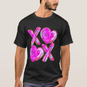 Xoxo Valentines Day Love Funny Coquette Bow Checke Tシャツ (正面)