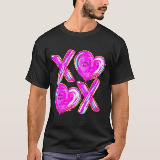Xoxo Valentines Day Love Funny Coquette Bow Checke Tシャツ (正面)