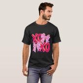 Xoxo Valentines Day Love Funny Coquette Bow Checke Tシャツ (正面フル)