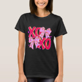 Xoxo Valentines Day Love Funny Coquette Bow Checke Tシャツ (正面)