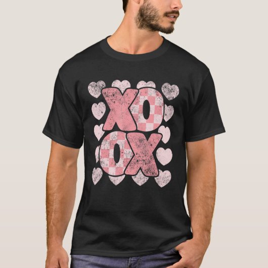 XOXO Valentine's Day Retro Groovy Love Valentine H Tシャツ (正面)