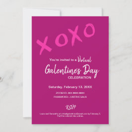 XOXO Virtual Galentine's Day Pink Valentinesパーティー 招待状