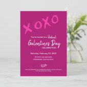 XOXO Virtual Galentine's Day Pink Valentinesパーティー 招待状 (スタンド正面)