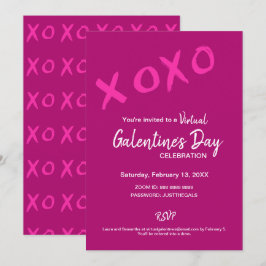 XOXO Virtual Galentine's Day Pink Valentinesパーティー 招待状