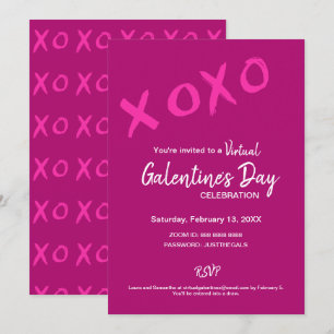 XOXO Virtual Galentine's Day Pink Valentinesパーティー 招待状
