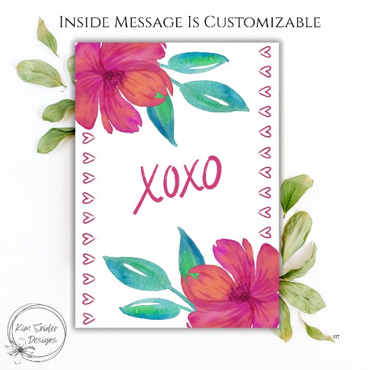 XOXO Watercolor Florals Valentine’s Day カード