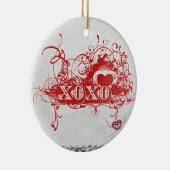 xoxoxoの抱擁キスのファンシーなwordart セラミックオーナメント (右)