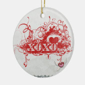 xoxoxoの抱擁キスのファンシーなwordart セラミックオーナメント (左)
