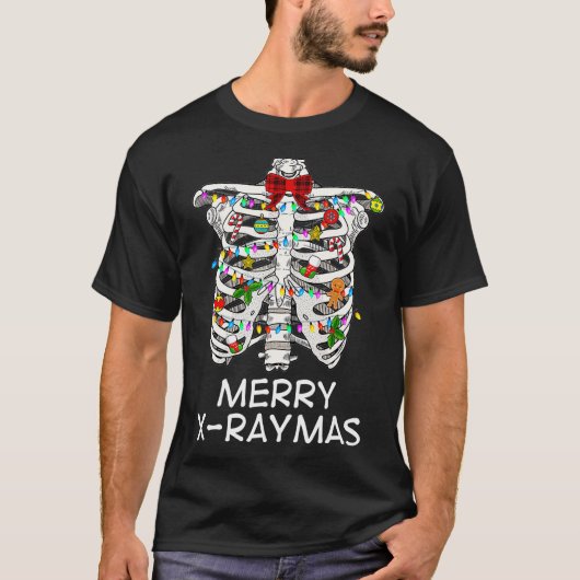 XRaymas Skeleton Rib Cage Radyoly Christmaメリー Tシャツ (正面)