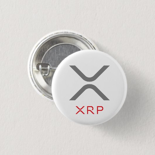 XRPのさざ波の灰色及び赤いロゴ|ボタン 缶バッジ (正面&裏面)