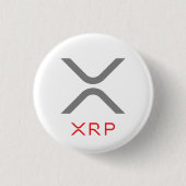 XRPのさざ波の灰色及び赤いロゴ|ボタン 缶バッジ (正面)