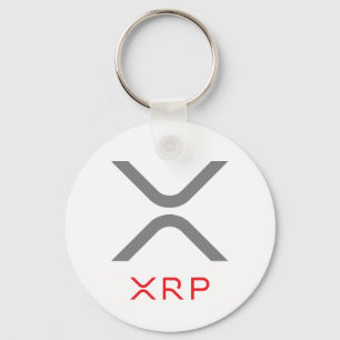XRPのさざ波の灰色及び赤いロゴ 基本的なKeychain キーホルダー