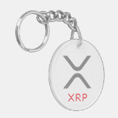 XRPのさざ波の灰色及び赤いロゴ| Keychain キーホルダー (正面左)
