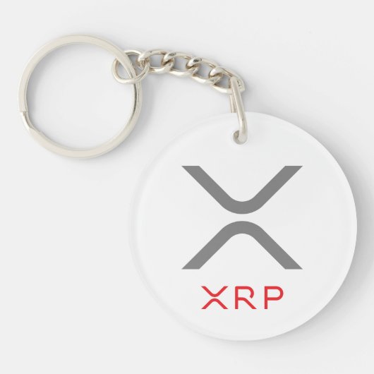 XRPのさざ波の灰色及び赤いロゴ| Keychain キーホルダー (正面)