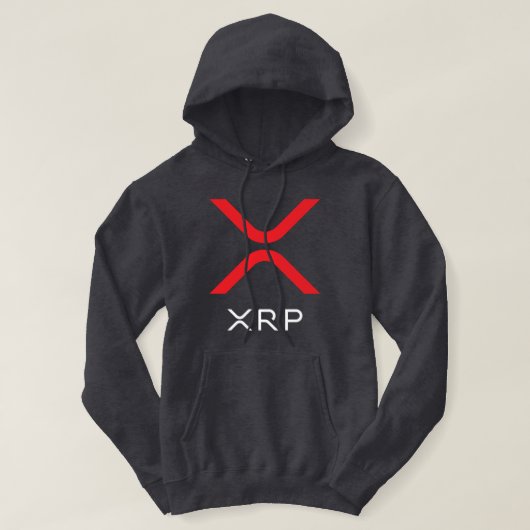 XRPのさざ波の赤く及び白いロゴ|のフード付きスウェットシャツ パーカ (デザイン正面)