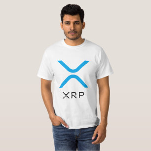 XRPのさざ波の青及び黒いロゴ の価値ワイシャツ Tシャツ