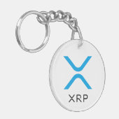 XRPのさざ波の青及び黒いロゴ| Keychain キーホルダー (正面左)