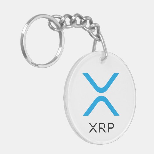 XRPのさざ波の青及び黒いロゴ| Keychain キーホルダー (正面左)