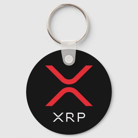 XRPリップルレッド&ホワイトロゴ |基本キーチェーン キーホルダー (正面)