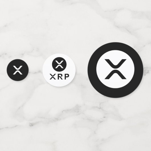 XRP暗号通貨の白黒テーブル紙吹雪 コンフェッティ (正面)