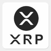 XRP暗号通貨の白黒 スクエアシール (正面)