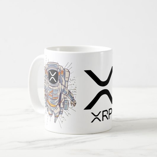 XRP暗号通貨宇宙飛行士 コーヒーマグカップ (正面左)